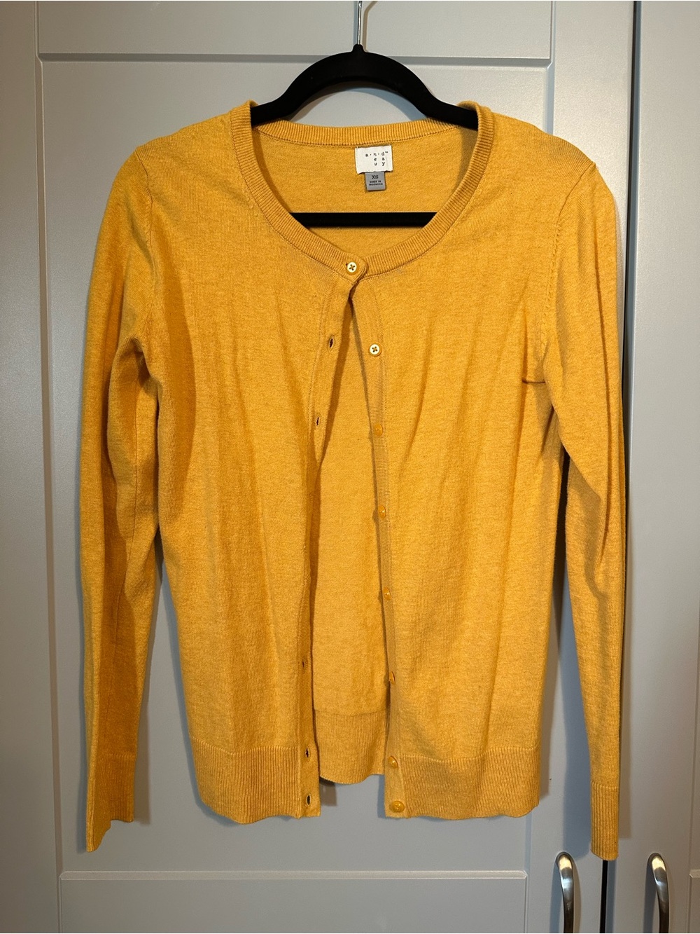 a new day Mustard Yellow Button-Front Crewneck Cardigan